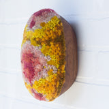 Puff "Loaff" in Vintage Teak Frame | Berry + Mustard