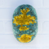 Puff "Loaff" in Vintage Teak Frame | Chartreuse + Aqua