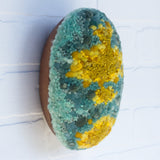 Puff "Loaff" in Vintage Teak Frame | Chartreuse + Aqua
