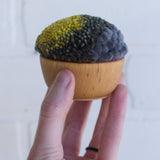 RESERVED for JESSICA HOUGHTON  | Mini Puff Fiber Art in Chartreuse, Green and Grey