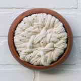 Woven Wall Sculpture in Vintage Teak Frame | Neutral