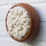 Woven Wall Sculpture in Vintage Teak Frame | Neutral