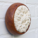 Woven Wall Sculpture in Vintage Teak Frame | Neutral
