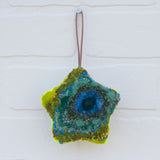 Star Puff Ornament | Aqua + Neon (1)