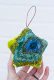 Star Puff Ornament | Aqua + Neon (1)