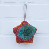 Star Puff Ornament | Green + Orange (29)