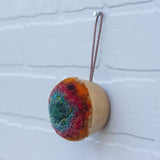 Mini Puff Ornament | Green + Orange (31)