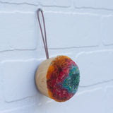 Mini Puff Ornament | Green + Orange (31)