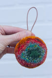 Mini Puff Ornament | Green + Orange (31)