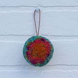 Mini Puff Ornament | Orange + Teal (33)