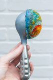 Oversized Scoop Puff, Blue Dipped | Orange + Aqua