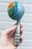Oversized Scoop Puff, Blue Dipped | Orange + Aqua