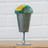 "Float" Puff in Vintage Pewter Goblet | Mustard + Mint