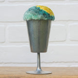 "Float" Puff in Vintage Pewter Goblet | Mustard + Mint
