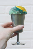 "Float" Puff in Vintage Pewter Goblet | Mustard + Mint