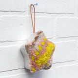 Pink + Chartreuse Star Puff | Ornament or Everyday Art