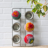 Puff Fiber Sculpture in Vintage Popover Pan | Rainbow