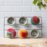 Puff Fiber Sculpture in Vintage Popover Pan | Rainbow