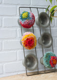 Puff Fiber Sculpture in Vintage Popover Pan | Rainbow