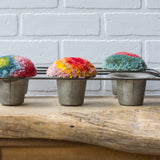 Puff Fiber Sculpture in Vintage Popover Pan | Rainbow
