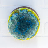 Puff Sculpture in Vintage Teak Frame | Aqua + Neon