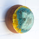 Puff Sculpture in Vintage Teak Frame | Mint + Mustard