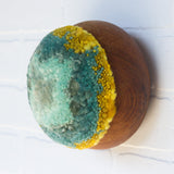 Puff Sculpture in Vintage Teak Frame | Mint + Mustard