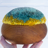 Puff Sculpture in Vintage Teak Frame | Mint + Mustard