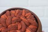 Woven Wall Sculpture in Vintage Teak Frame | Rust