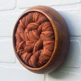 Woven Wall Sculpture in Vintage Teak Frame | Rust