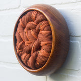Woven Wall Sculpture in Vintage Teak Frame | Rust