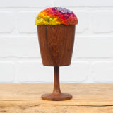 "Float" Puff in Vintage Teak Frame | Rainbow