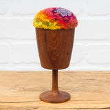 "Float" Puff in Vintage Teak Frame | Rainbow