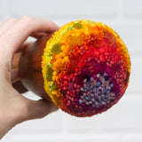 "Float" Puff in Vintage Teak Frame | Rainbow