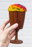 "Float" Puff in Vintage Teak Frame | Rainbow