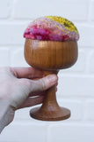 "Float" Puff in Vintage Teak Coupe | Chartreuse + Pink
