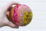 "Float" Puff in Vintage Teak Coupe | Chartreuse + Pink