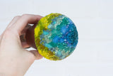 Puff Sculpture in Vintage Teak Goblet |  Blue + Neon