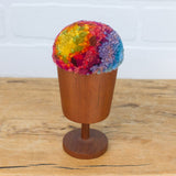 Puff Sculpture in Vintage Teak Goblet | Rainbow