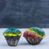 Pair of Puffs in Vintage Baking Tins | Neon Pop!