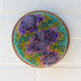 Puff Sculpture in Vintage Teak Frame | "Wisteria"