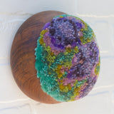 Puff Sculpture in Vintage Teak Frame | "Wisteria"