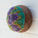 Puff Sculpture in Vintage Teak Frame | "Wisteria"