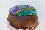 Puff Sculpture in Vintage Teak Frame | "Wisteria"