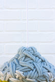 Handwoven Modern Pendant Lamp in Blue/Grey/Chartreuse Felted Yarn