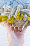 Handwoven Modern Pendant Lamp in Blue/Grey/Chartreuse Felted Yarn