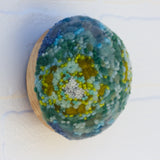 Midi Puff Sculpture in Olive Wood Frame | Greens + Blues 2