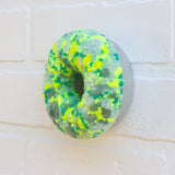 Donut Wall Puff Sculpture in Vintage Metal Frame | Neon + Seafoam