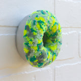 Donut Wall Puff Sculpture in Vintage Metal Frame | Neon + Seafoam