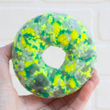 Donut Wall Puff Sculpture in Vintage Metal Frame | Neon + Seafoam